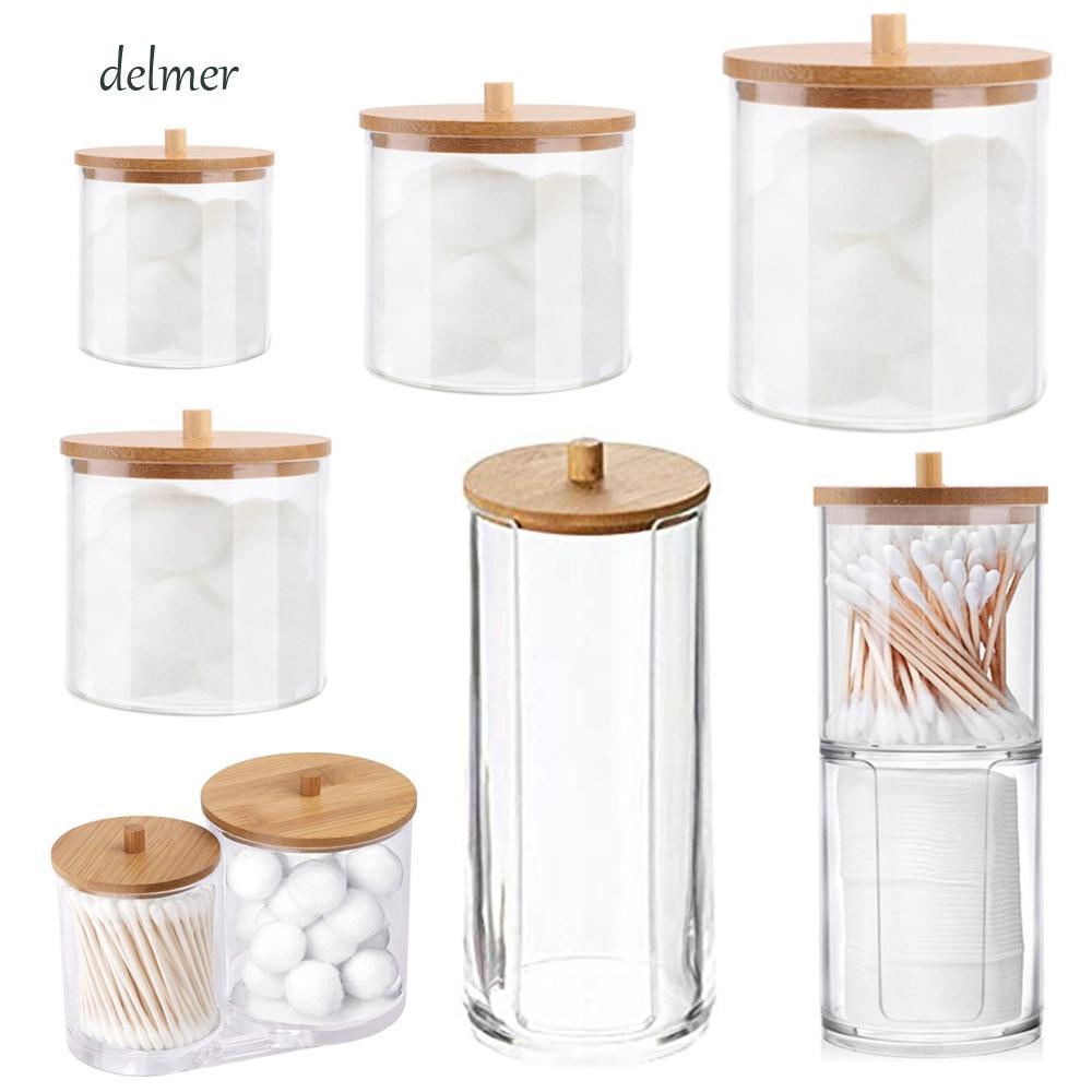 DELMER Qtips Holder Multifunctional Cotton Pad เครื่องประดับเครื่องสําอางสําหรับอุปกรณ์ห้องน้ําคอนเท