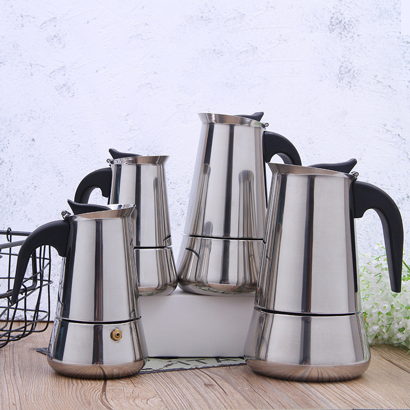 สแตนเลส Moka Pot หม้อกาแฟเครื่องชงกาแฟในครัวเรือนเครื่องชงกาแฟเครื่องใช้ไฟฟ้ากาแฟ Big Belly Rise ประ