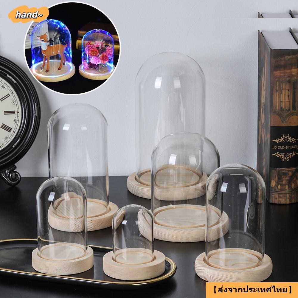 จัดส่งจากประเทศไทยHAND แก้ว Clche พืช Terrarium โต๊ะ Terrarium ขวดโปร่งใส Jar ฐานไม้