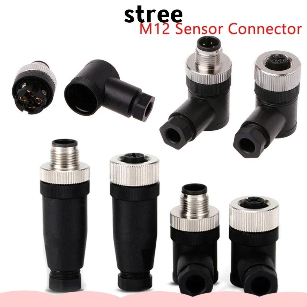 STREE M12 Sensor Connector, 4 5 8 Pin Connector M12 ปลั๊กการบิน, M12 Sensor Cable Connector ชายหญิงซ