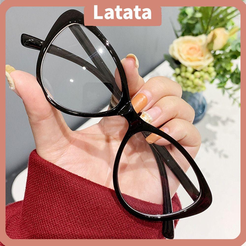 LATATA Anti-UV Blue Rays Glasses, Round Transparent Leopard Glasses, Retro Big Frame Glasses Women