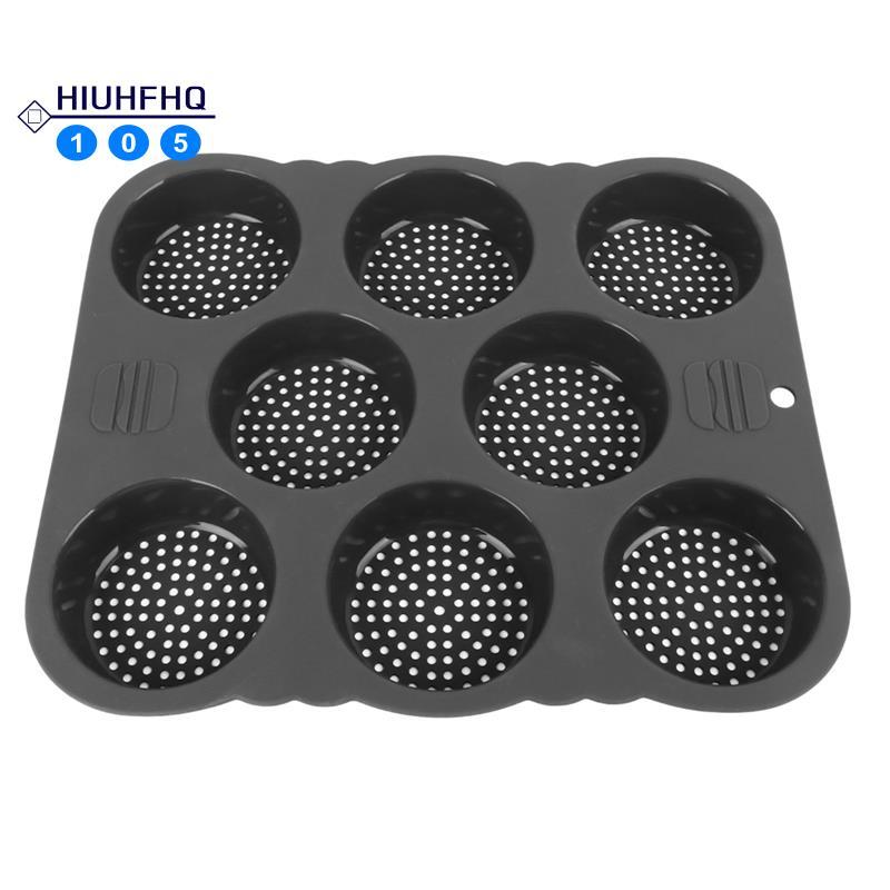 Hiuhfhq106Hamburger Bun แม่พิมพ์ซิลิโคน 8 ช่อง Easy Release แฮมเบอร์เกอร์ Bun แม่พิมพ์ Pan เครื่องมื