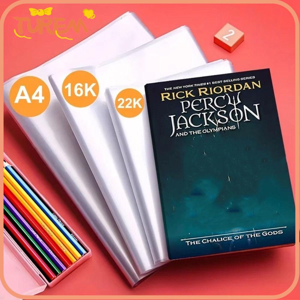 TUREM 10 ชิ้นปกหนังสือพลาสติก, ปิดกาวในตัว A4/16K/A5 ปกหนังสือโปร่งใส, กันน้ําทนต่อการสึกหรอไฟล์หนังสือฝาครอบป้องกัน