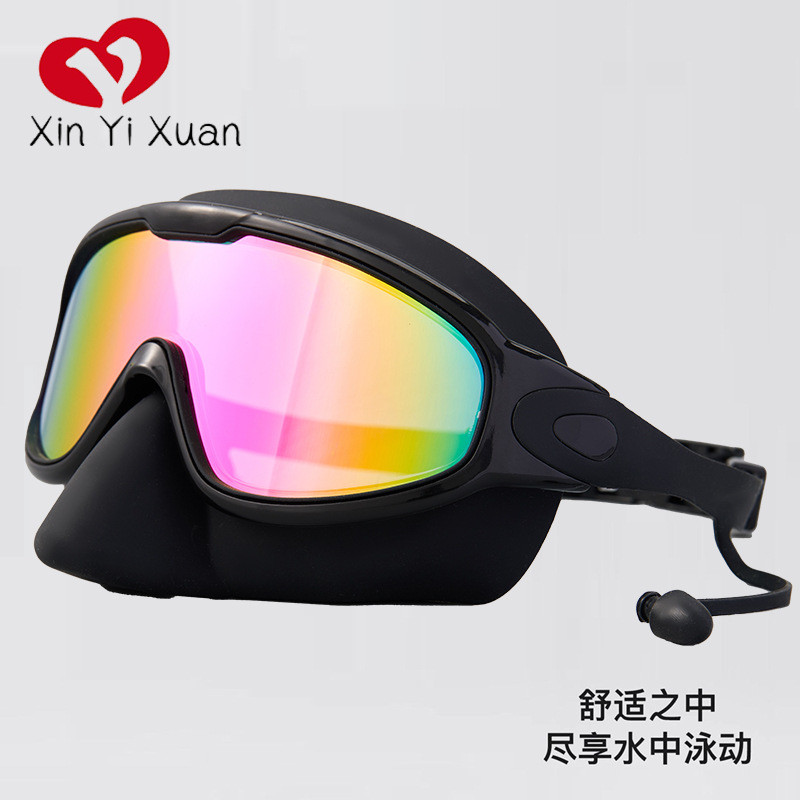 Nose-protecting swimming goggles Adult European and American silicone swimming goggles Electroplatin