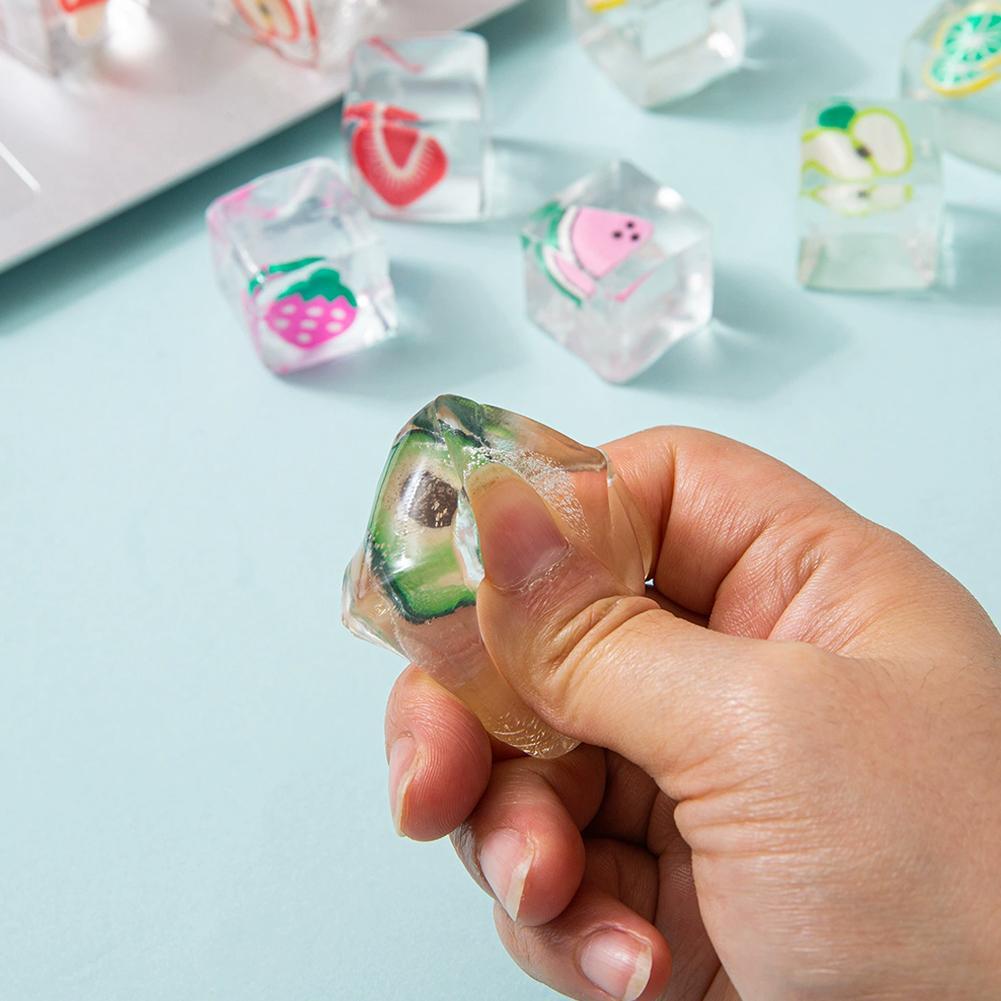 ลูกความเครียดช้า (5-Pack/10-Pack) Square Ice Cube Sensory Fidget ของเล่นสําหรับความวิตกกังวลบรรเทาผู
