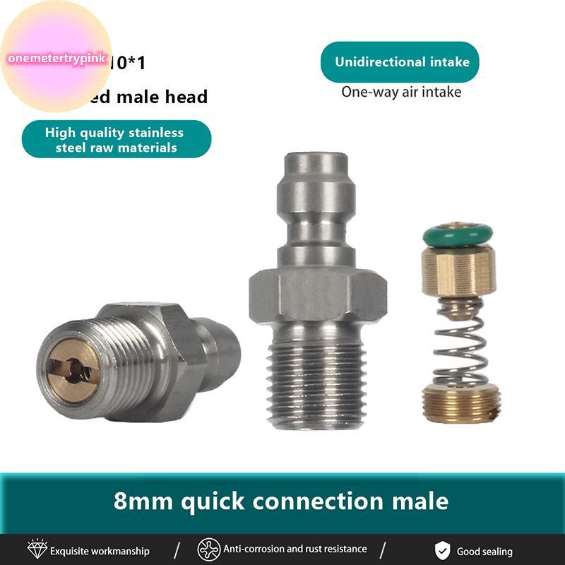 ONEPINK ขั้วต่อชาย 8 มม. ชายเกลียว Qui Connect Valve PCP บรรจุพร้อมวาล์ว M10x1 1/8NPT 1/8BSPP สําหรั
