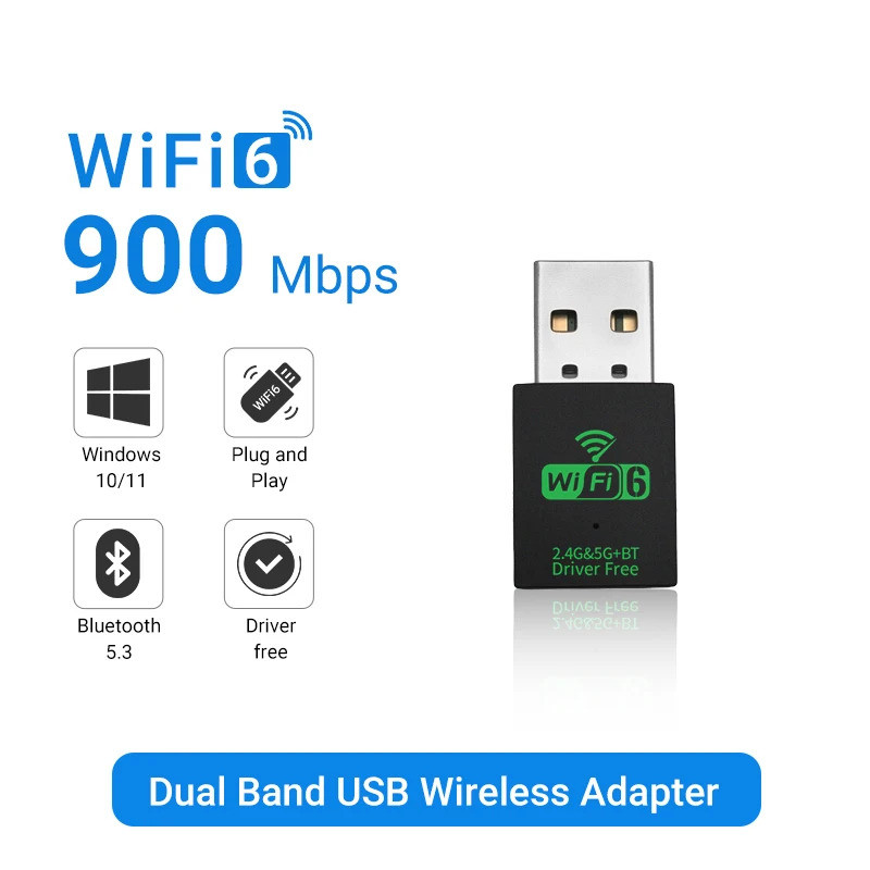 WALRAM AX900 Wifi 6 อะแดปเตอร์ Mini USB WIFI 6 Dongle การ์ดเครือข่าย 2.4GHz/5GHz Cle Wi-Fi Lan อะแดป