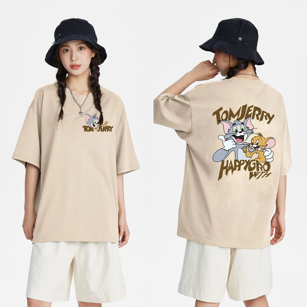 เสื้อยืดสีน้ำตาลผู้หญิง เสื้อผ้าโอเวอร์ น่ารักลายเท่ๆ ถ่ายรูปสวยใส่ได้ทั้งหญิงและชาย เสือยืดคอตตอนแท