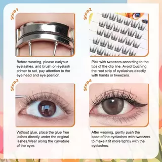 ขนตาปลอม KUESICR แบบไม่ต้องใช้กาว ขนตาปลอมแบบนุ่มเป็นธรรมชาติ ติดเองได้ เป็นช่อ ต่อขนตาแบบเส้นต่อเส้น ไม่ต้องใช้กาว แต่งหน้าขนตาเองได้ง่ายๆ WAVETH