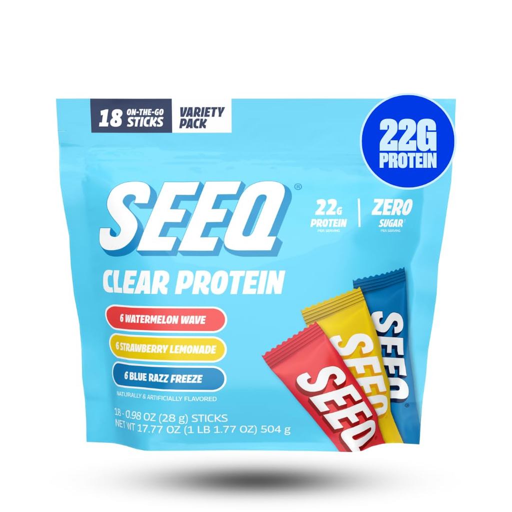 SEEQ Clear Protein Powder Sample Pack - แท่ง On-The-Go - 22g Clear Whey Protein Isolate - Zero Sugar