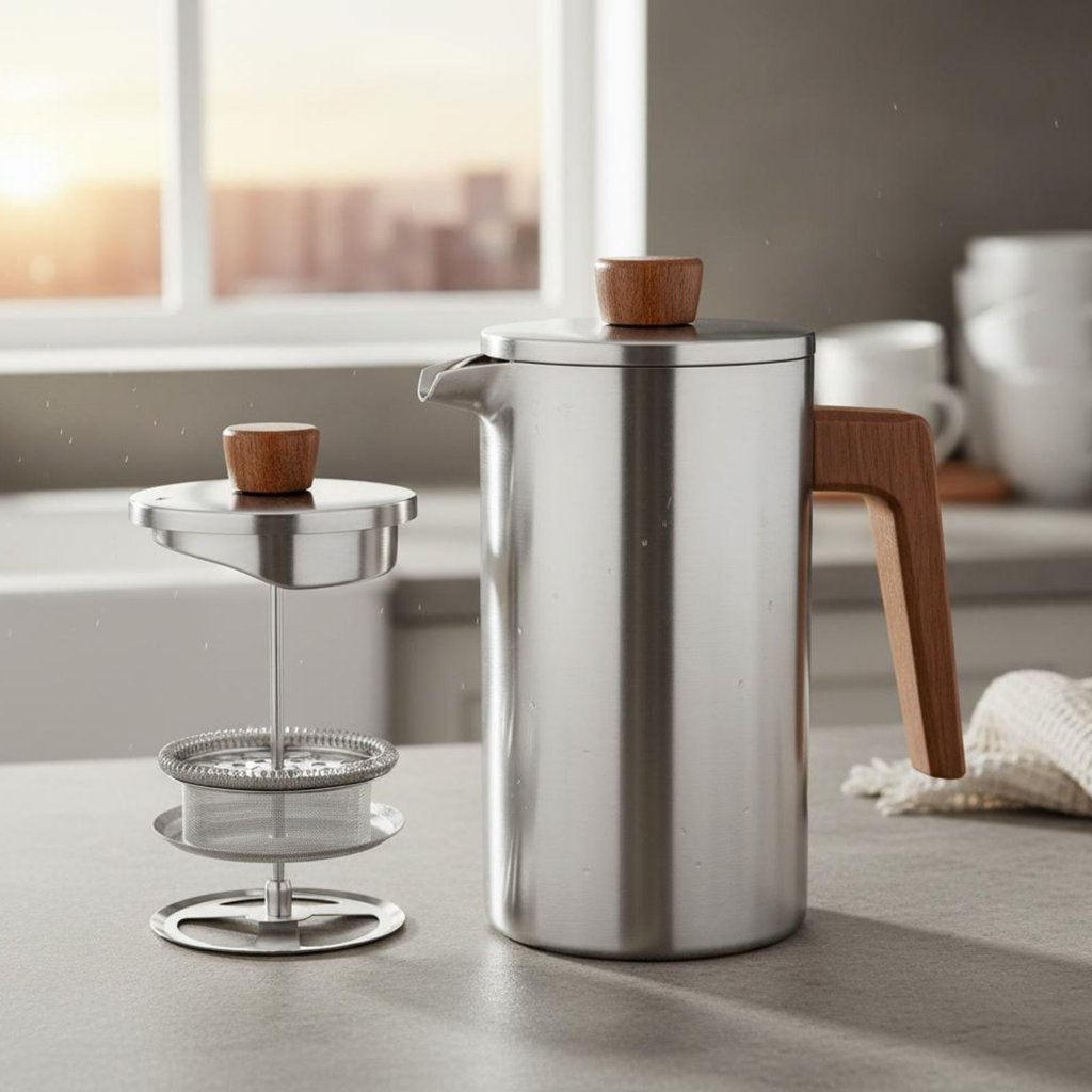 ความจุขนาดใหญ่ French Press Coffee Brewer อเนกประสงค์สแตนเลส French Press ทําความสะอาดง่ายสําหรับสํา