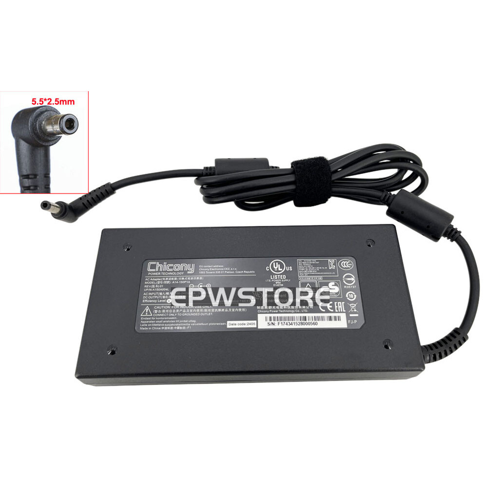 Chicony 150W 19.5V AC Adapter Charger สําหรับ MSI GE72 7RE Apache Pro 7RE-046 5.5 มม.
