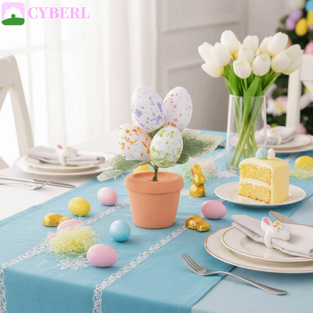 CYBERLINX Easter Egg Tree, Easter Day Spotted Eggs Easter Tabletop Ornament, Happy Easter Simulation
