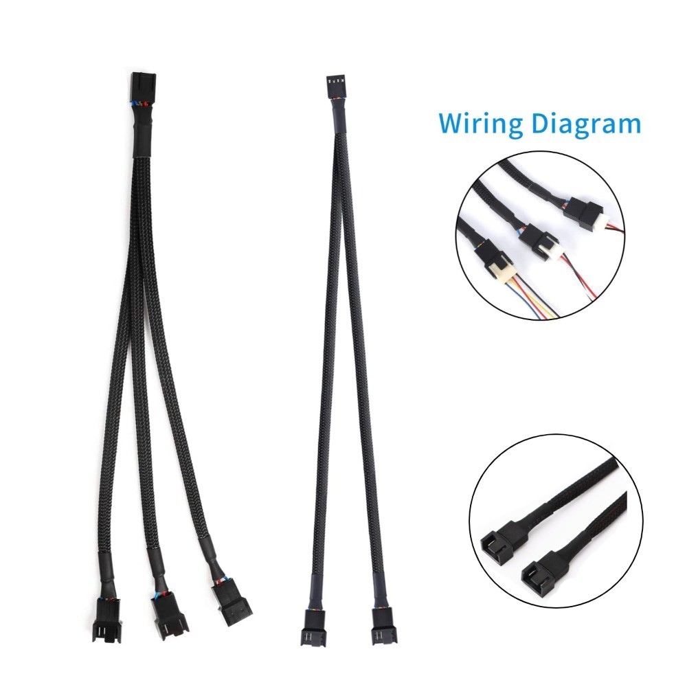 4 Pin Pwm พัดลมสาย 1 ถึง 2/3 วิธี Splitter สีดํา Sleeved 27 ซม.สายต่อขั้วต่อ PWM สาย