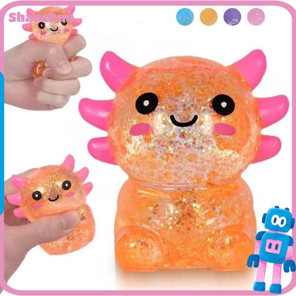 SHANCHAN Squishy Stress Glitter, Glitter รูปร่างน่ารัก Axolotl Squishy ของเล่น, เนื้อผ่อนคลาย Sugar 