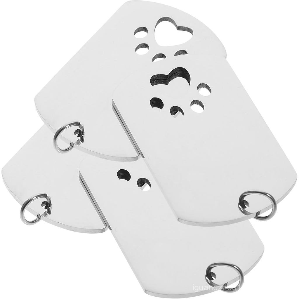 Ciieeo 4pcs Dog Tags Puppy Id Tags Stainless Steel Blank Pet Name Collar Plates Engraved for Dogs wi