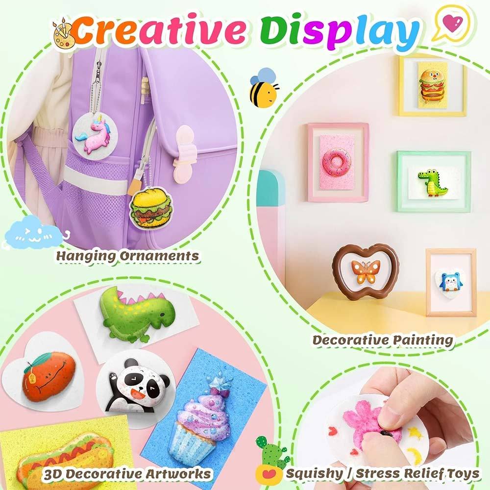 3D Canvas Kids DIY Kids Painting Paper Magic Puffy Texture Art Kit for Kids
