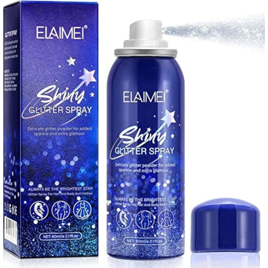 Body Glitter Spray, Glitter Spray for Hair and Body, Glitter Hairspray for Clothes, Quick-Drying and