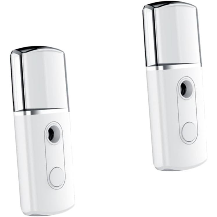 NOLITOY 2 ชิ้น Steamer Creative Nano Mist Sprayer Mini Face สเปรย์อุปกรณ์แฟชั่น Mist Sprayer สีขาว
