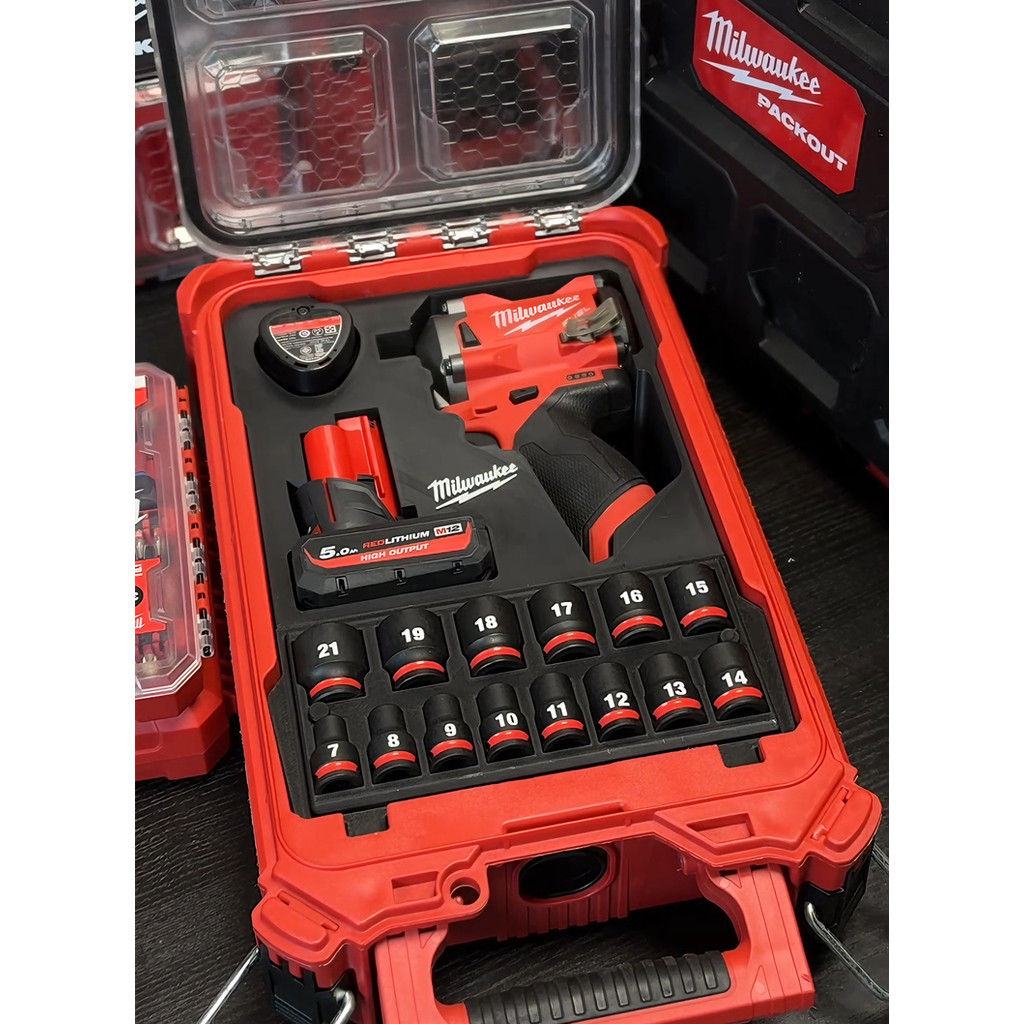 Milwaukee8435 กล่องเครื่องมือกล่องซับสามารถจัดเก็บ Milwaukee M12 FIWF12 หรือ FIW2F12 เครื่องมือและอุปกรณ์เสริมซ็อกเก็ต