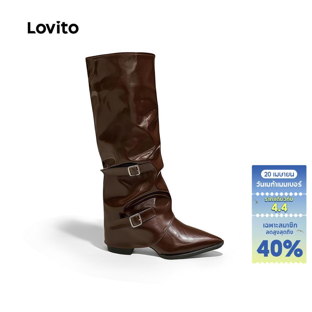 Lovito  รองเท้าบูทดีไซน์ลําลองสําหรับผู้หญิง LFA106117