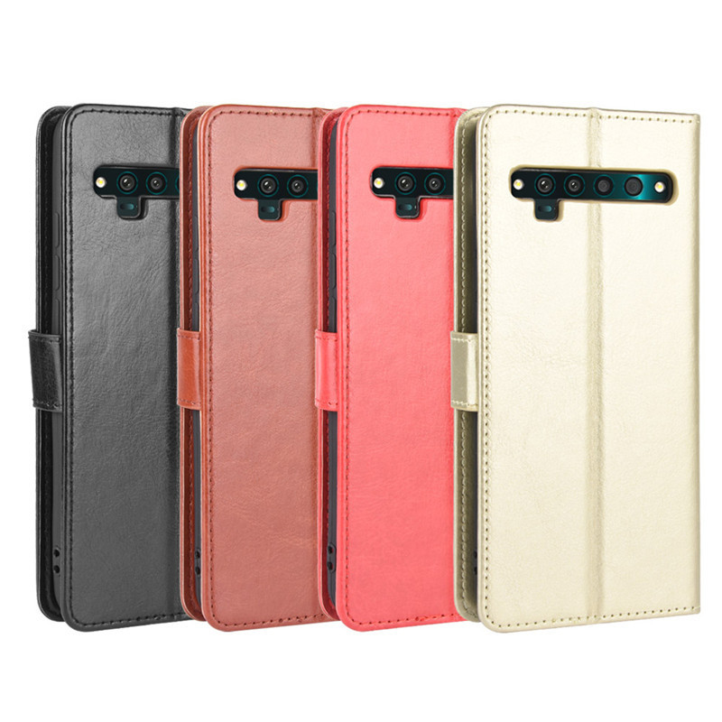 เหมาะสําหรับ TCL 10Pro เคสโทรศัพท์ TCL 10 Pro ซองหนังโทรศัพท์ Flip Crazy Horse รูปแบบเชือกการ์ดป้องก