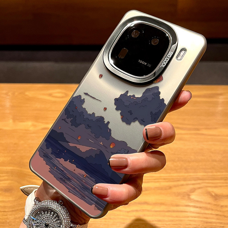 เหมาะสําหรับ IQOO15 เคสโทรศัพท์ Sunset Hills 11/10pro เลเซอร์ 12 Frosted 13 Hard Shell iqooneo9 ผู้ช
