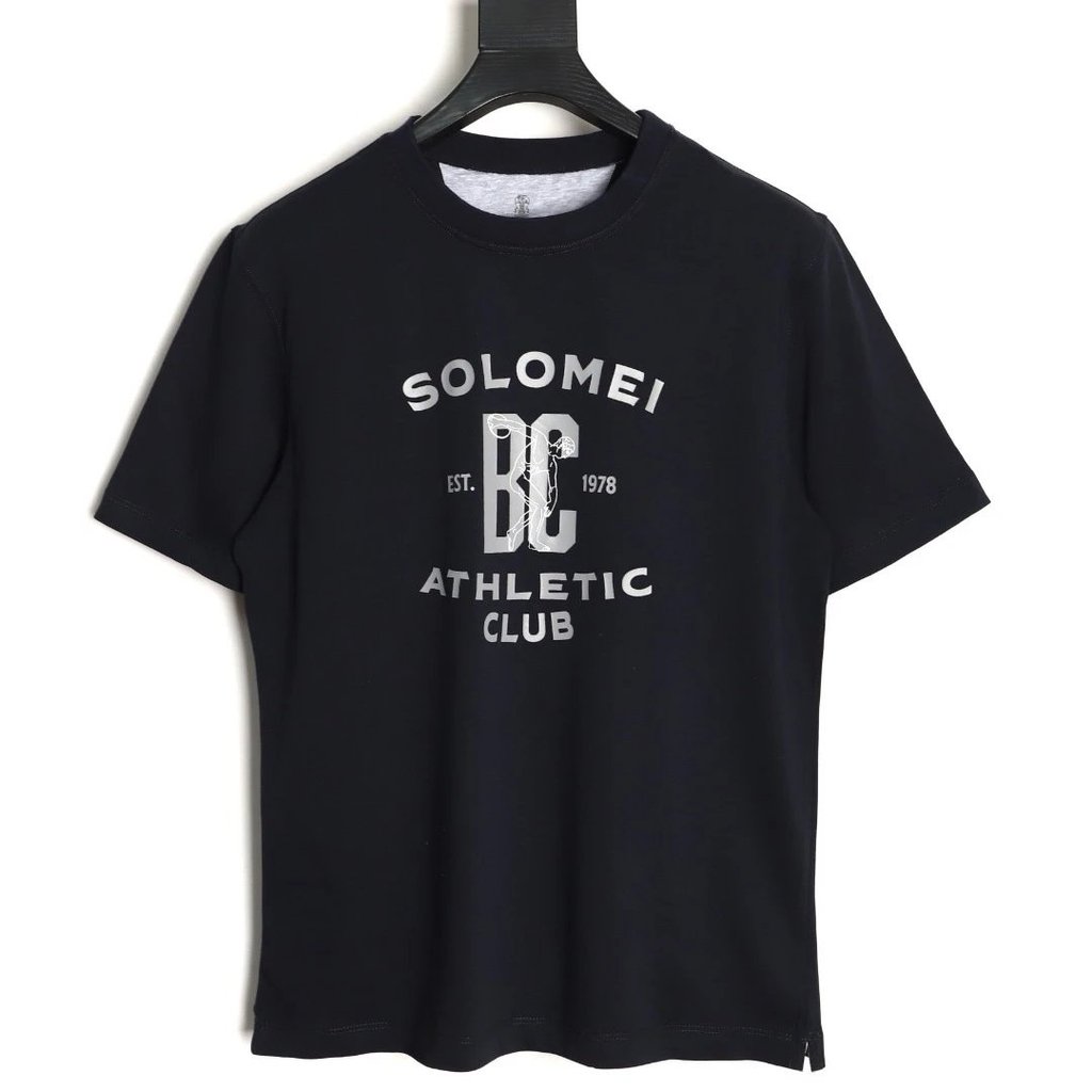 เสื้อยืด Brunello Cucinelli แขนสั้น พิมพ์ลายหน้าอกขนาดใหญ่