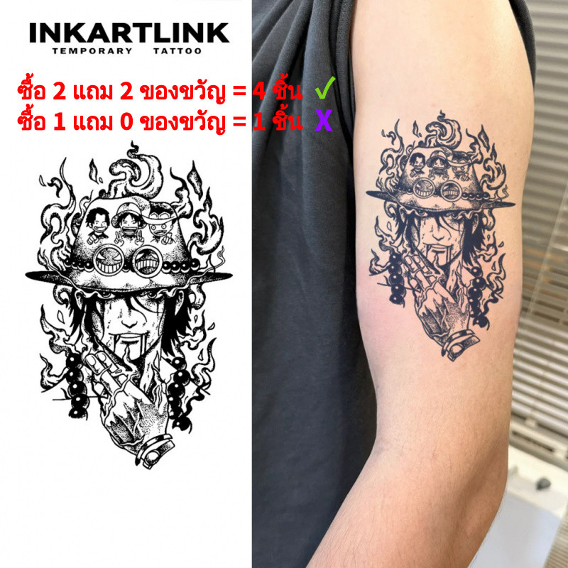 สติกเกอร์รอยสักชั่วคราว ติดทนนาน 15 วัน กันน้ำได้ แบบเอซและอักขระ