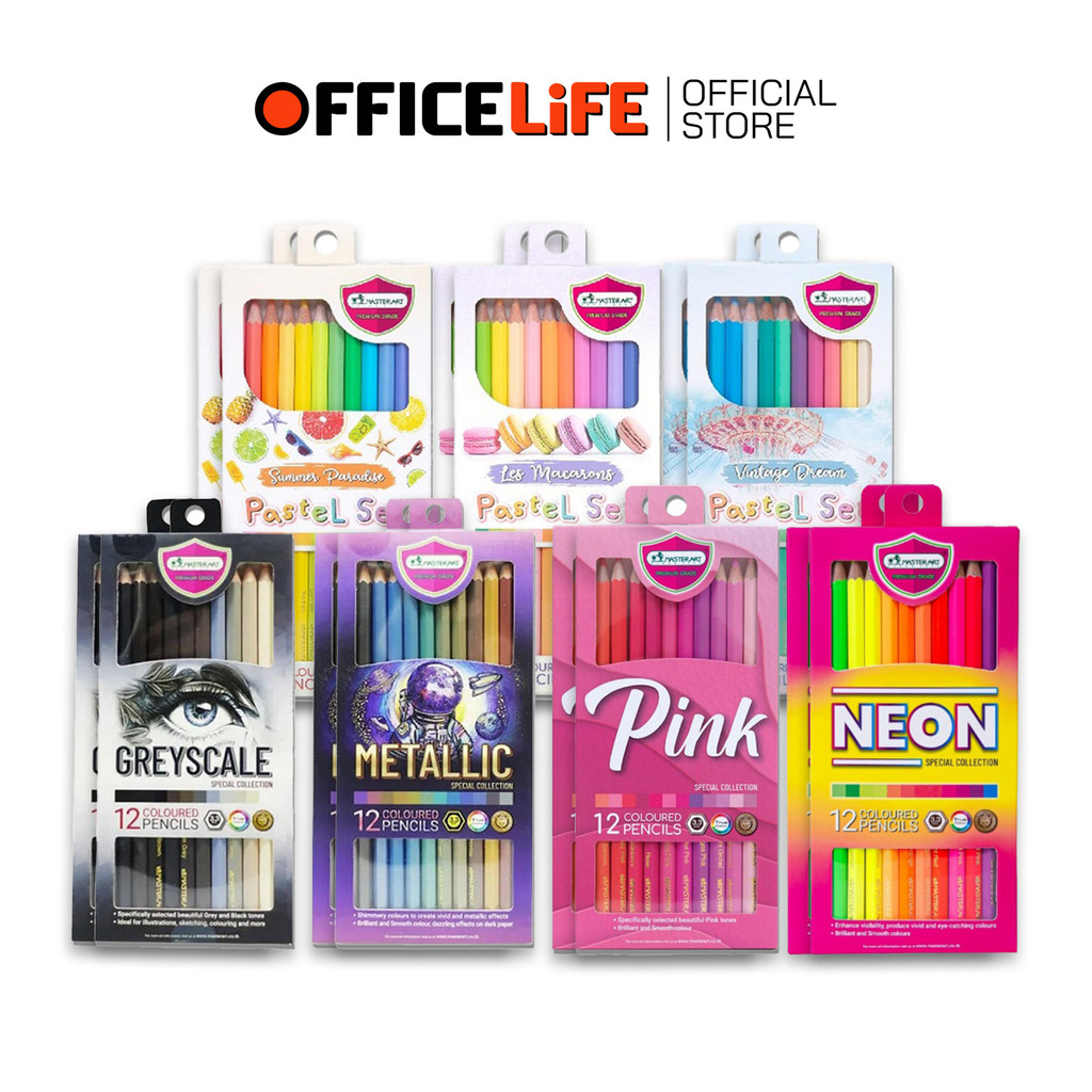 Master Art (มาสเตอร์อาร์ต) ดินสอ สีไม้ สีพาสเทล Pastel 12 สี Special Collection ( 12 กล่อง )