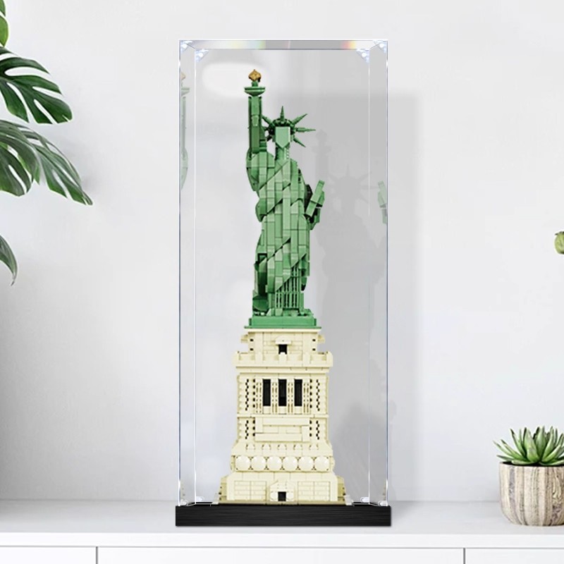 อะคริลิคใสแสดงกรณีสําหรับเลโก้21042รูปปั้นของ เสรีภาพ ของเล่นรุ่นกันฝุ่นสะสมตู้โชว์