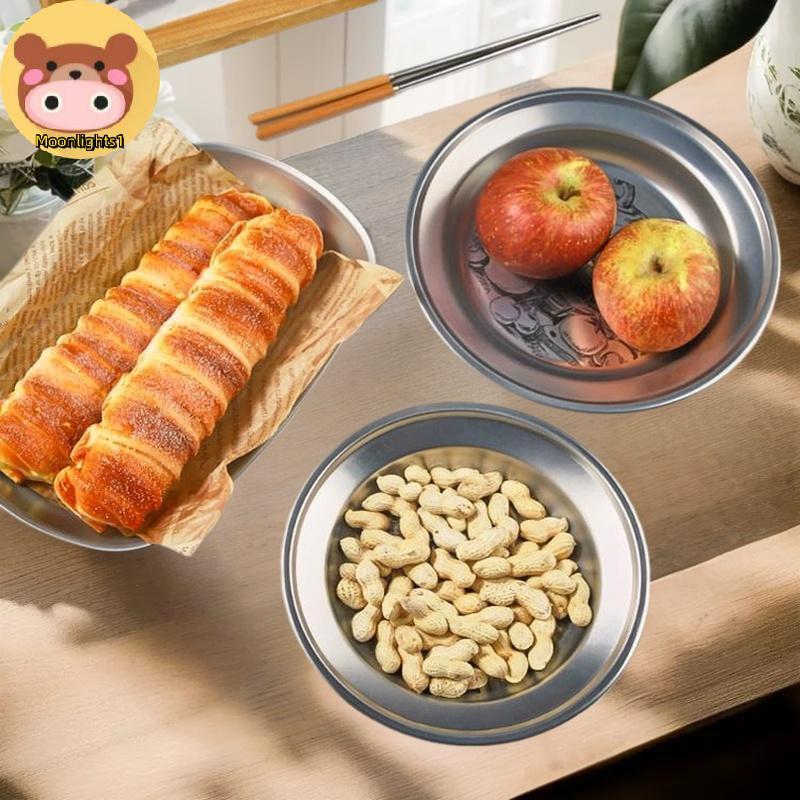 Moonlights1 Retro ถาดรอบ Tinplate Desktop Disc ผลไม้ขนมขบเคี้ยว Pastry จานขนมในครัวเรือนครัวเครื่องม