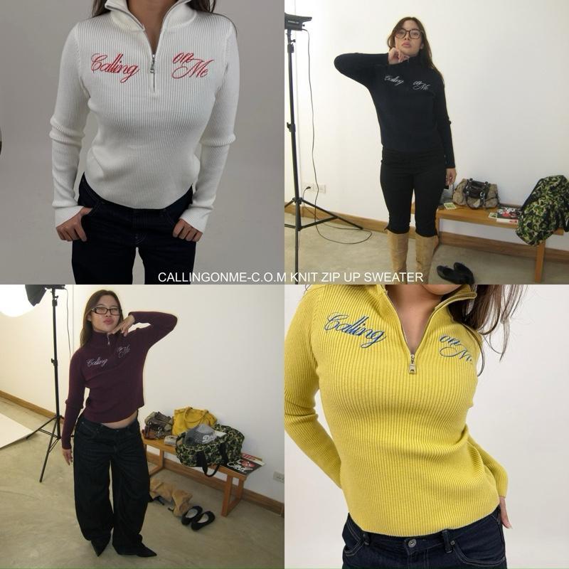 callingonme-C.O.M KNIT ZIP UP SWEATER ไหมพรมซิปรูด เข้ารูป – โปรปัง