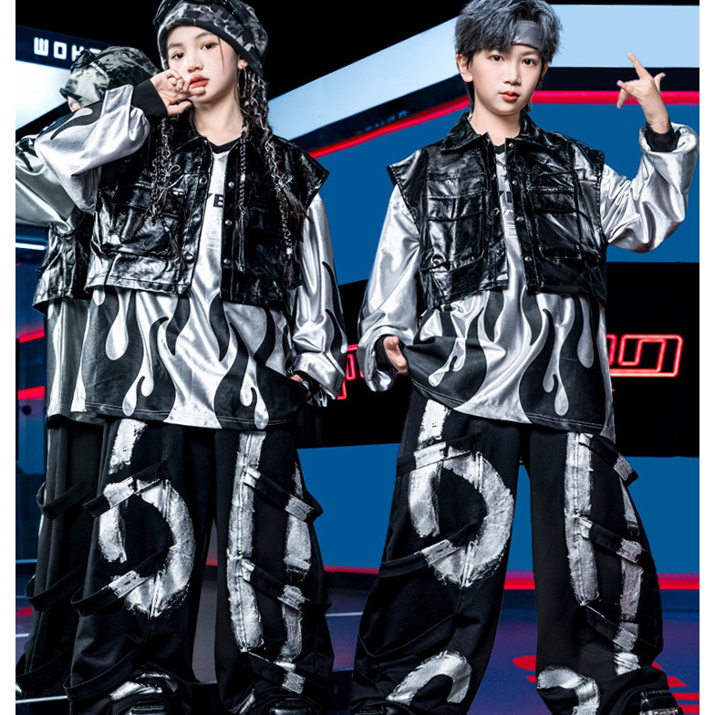 15-75KG ชุดเต้นเด็ก ฮิปฮอป ชุด cover dance เด็กผู้หญิง แจ๊ส ชุดโคฟเวอร์ เด็กผู้ชาย ชุดซ้อม ชุดลีดเดอร์ เสื้อ ชุดเต้น hiphop