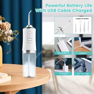 เครื่องทําความสะอาดฟันแบบพกพาไร้สาย ไหมขัดฟันพลังน้ำ 240 MLครบชุด ที่ขูดหินปูน เครื่องฉีดฟัน แปรงสีฟันไฟฟ้า USB ชาร์จดู