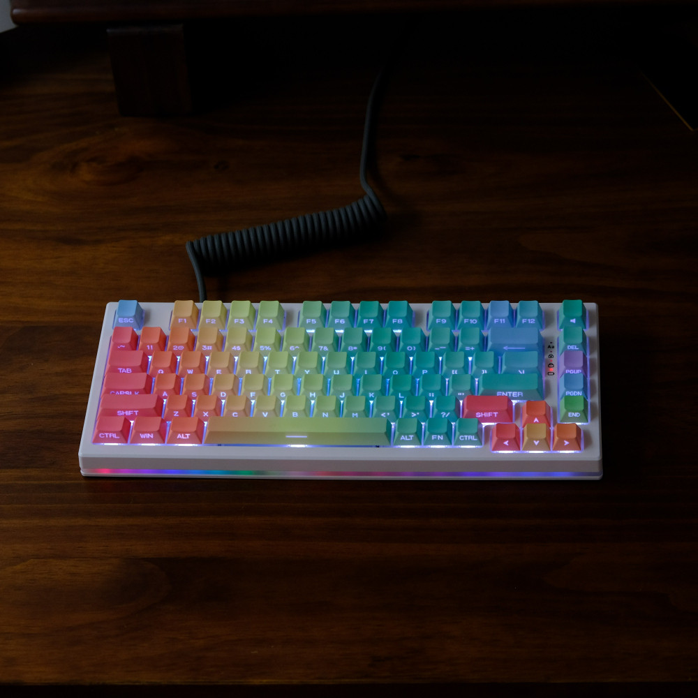 136 คีย์ Backlit Unicorn Keycaps โปรไฟล์เชอร์รี่ด้านข้างเกียร์ Keycap สําหรับ F75 RK84 GMK67 GH60 61