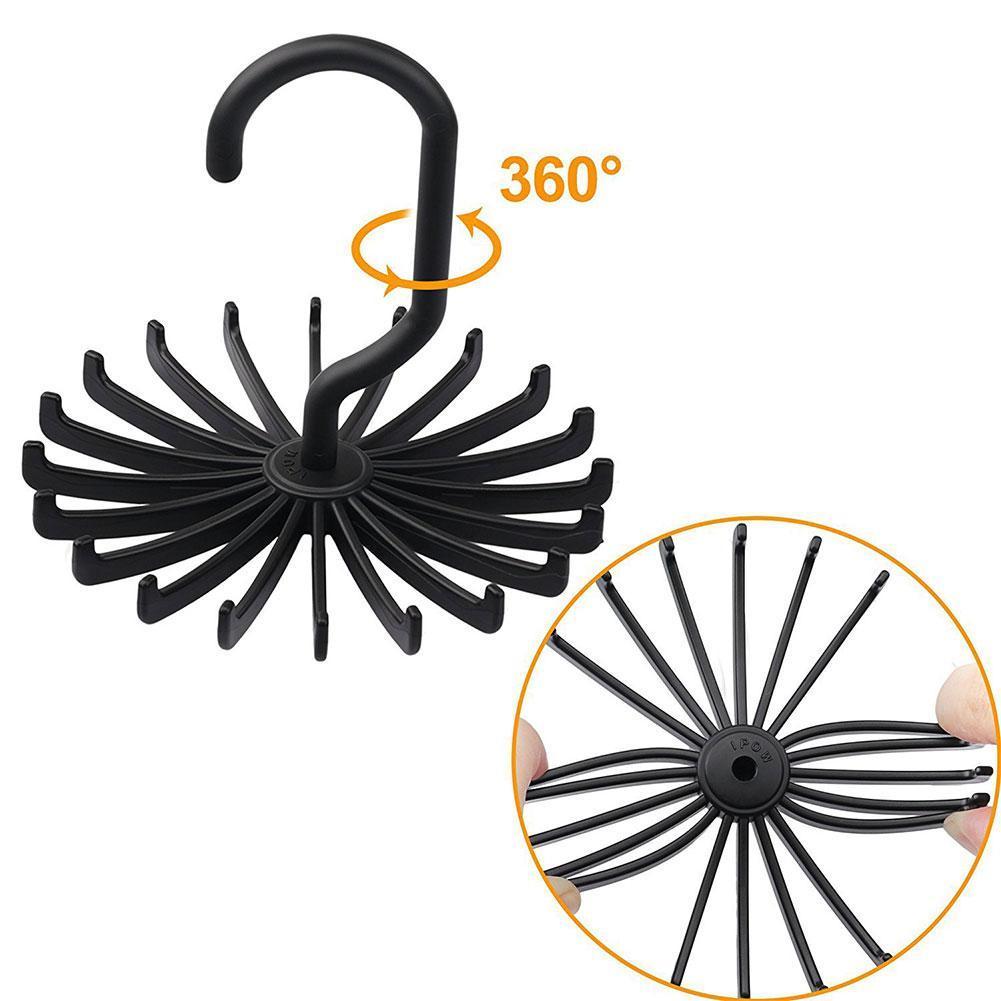 20ตะขอผ้าคลุมไหล่เนคไทผ้าพันคอOrganizerคอหมุนถือไม้แขวนเสื้อTie RackปรับE1c5