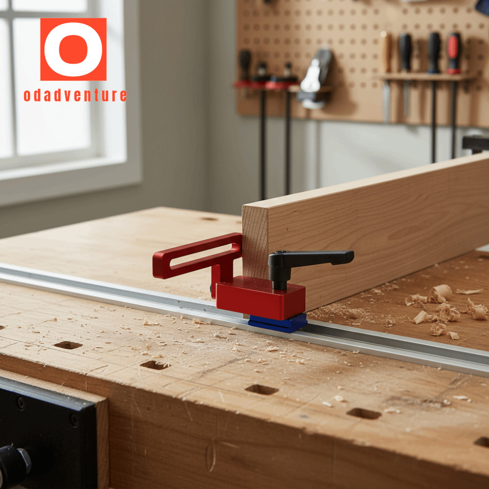 ODADVENTURE Miter Track Stop, อลูมิเนียมอัลลอยด์ก่อสร้างล็อคกลไก T Track Stop Block, Standard T-trac