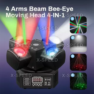 ไฟดิสโก้เทค LED 4-IN-1 Mini Moving Head DJ Light 48W ไฟดิสโก้ Party Lights ไฟเลเซอร์เวที ไฟ LED