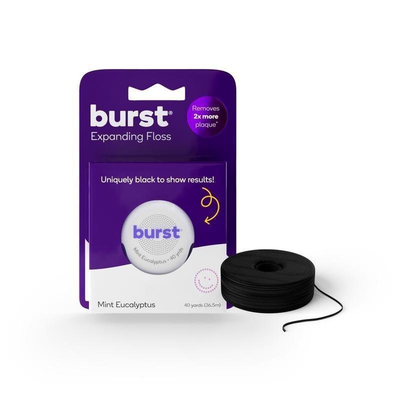 BURST Expanding Dental Floss - Stain-Absorbing, Woven Tooth Floss with Xylitol Coating to Fight Cavi