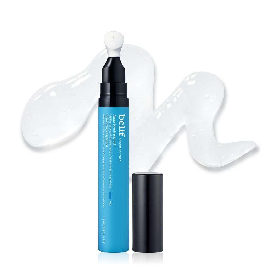 belif Aqua Bomb Cooling Eye Gel - Caffeine & Hyaluronic Acid for Puffiness & Hydration, Niacinamide 