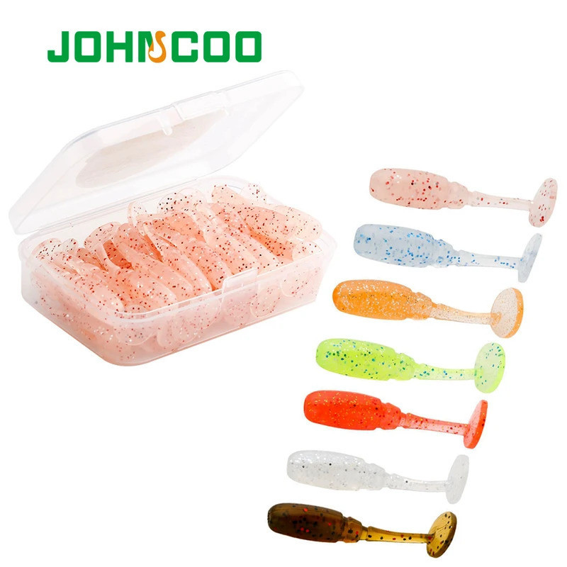 JOHNCOO 20pcs ใหม่ AJING ตกปลา Lure35 มม.0.68g Rockfish Ocean Rock เหยื่อเข็มหาง Soft Lure เหยื่อประ