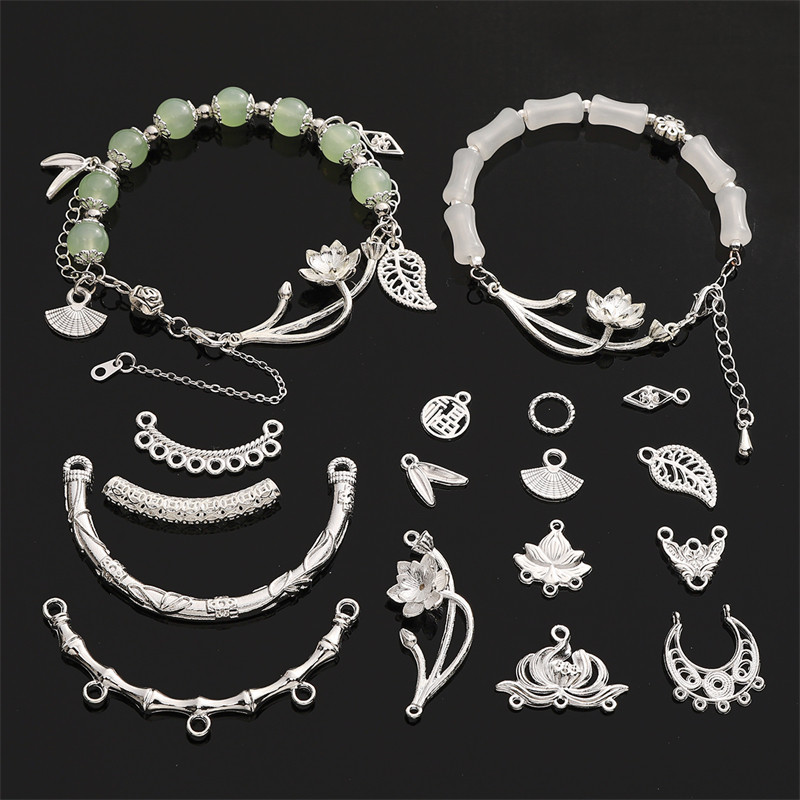 เครื่องประดับสไตล์จีน จี้และสร้อยข้อมือ DIY จากโลหะผสมและลูกปัด สำหรับทำเอง