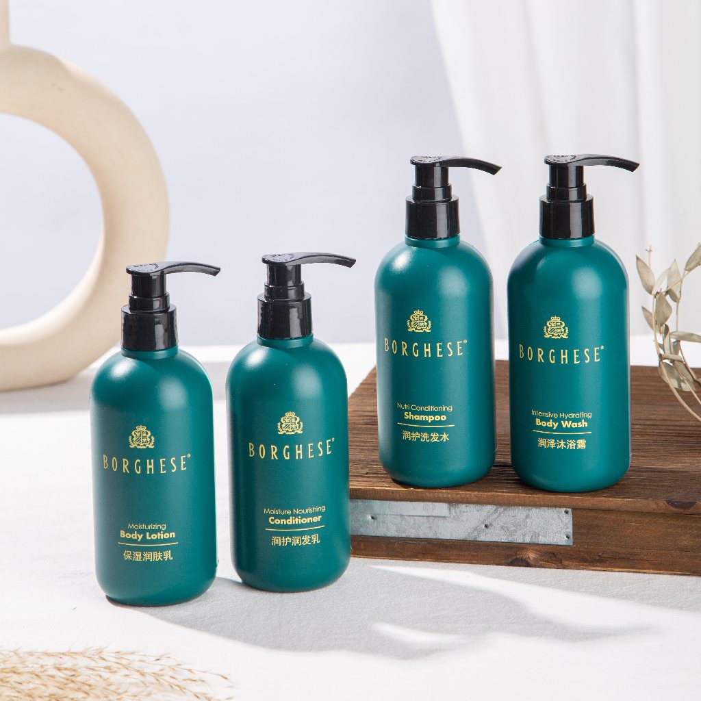 Holiday Inn Express BORGHESE Beauty Shampoo, Conditioner, Body Wash, and Body Lotion 300ml Hair Care