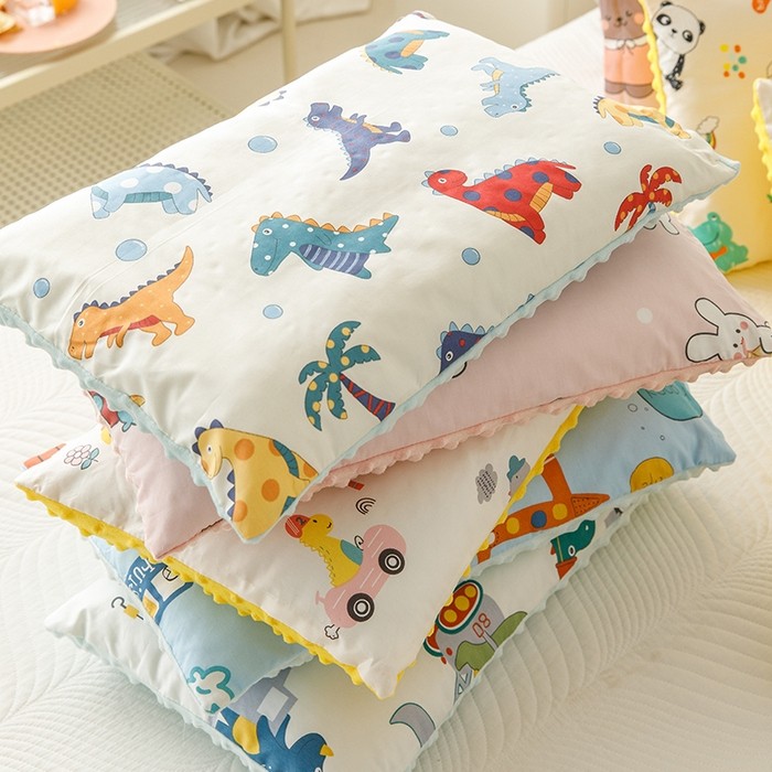 (10 สี) หมอนการ์ตูนผ่อนคลาย ปลอกหมอนผ้าฝ้าย 100% พร้อมหมอนนุ่ม Dimple Dot แทรกสําหรับเด็ก 30×50 ซม. ปลอกหมอน หมอนอุ่นใจ