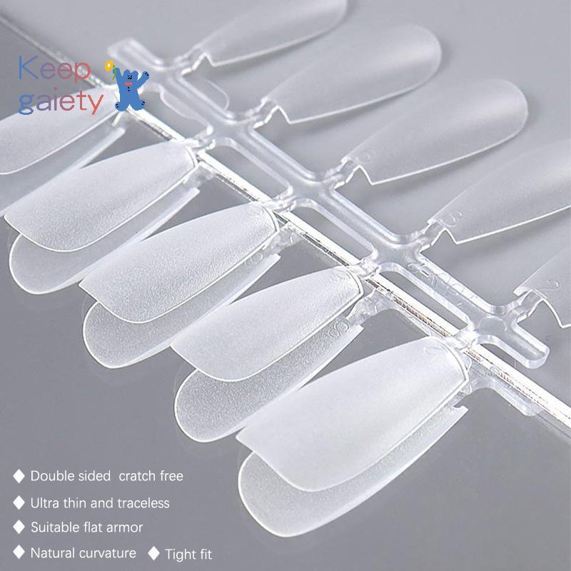 [Keepgaiety-t] 100 ชิ้น/กล่อง Matte เล็บปลอมขัดกดบนเล็บปลอมการออกแบบสั้นขนาดกลาง High Matt Soft Gel เล็บเคล็ดลับสําหรับส่วนขยาย [ใหม่]