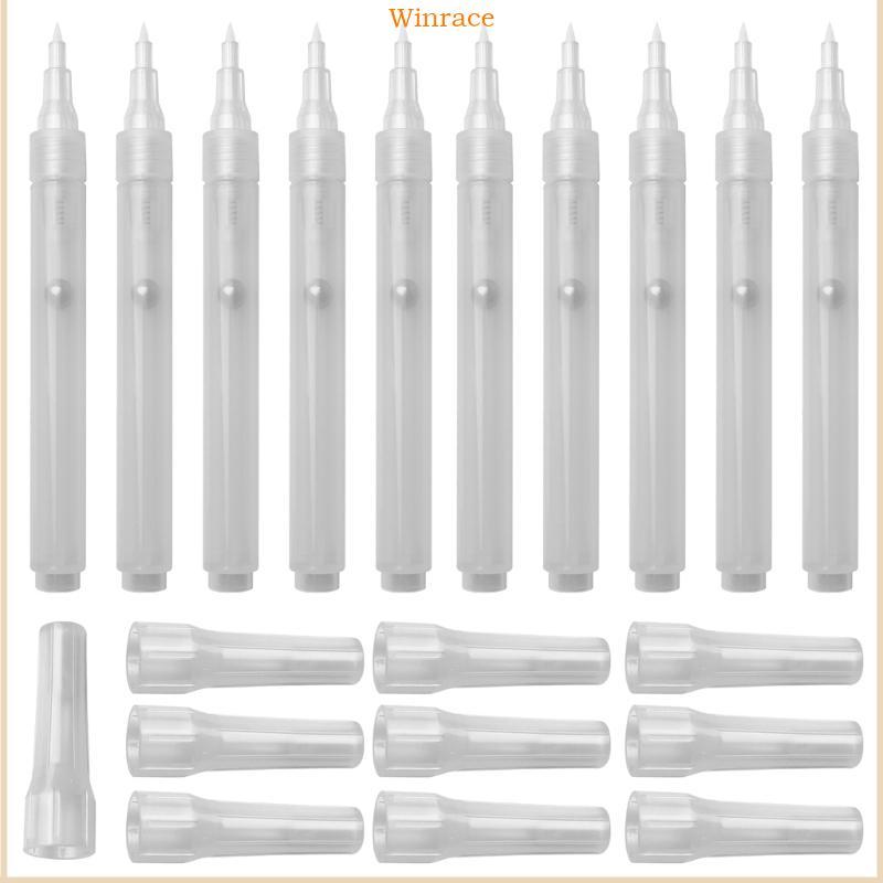 WRC 10 ชิ้น Clear Empty Acrylic Marker หัวแปรงนุ่มรีฟิลปากกาสีเปล่า