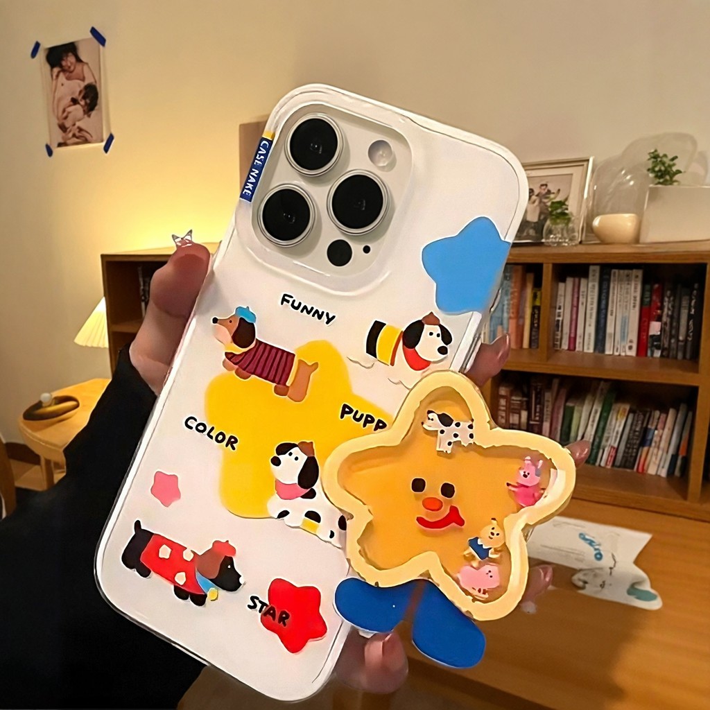 425 degree case เคส 425 degree เคส 425 ไอโฟน Graffiti Shaking Happy Dog Star Beret Dog iPhone16pro เ