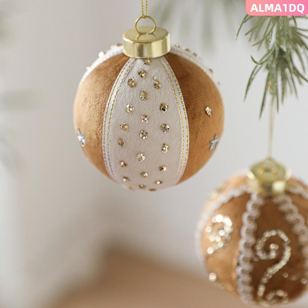ALMA1DQ Christmas Tree Ball แขวนเครื่องประดับ, 8 ซม.กาแฟตกแต่งต้นคริสต์มาส,โฟมผ้า Glitter จี้คริสต์ม