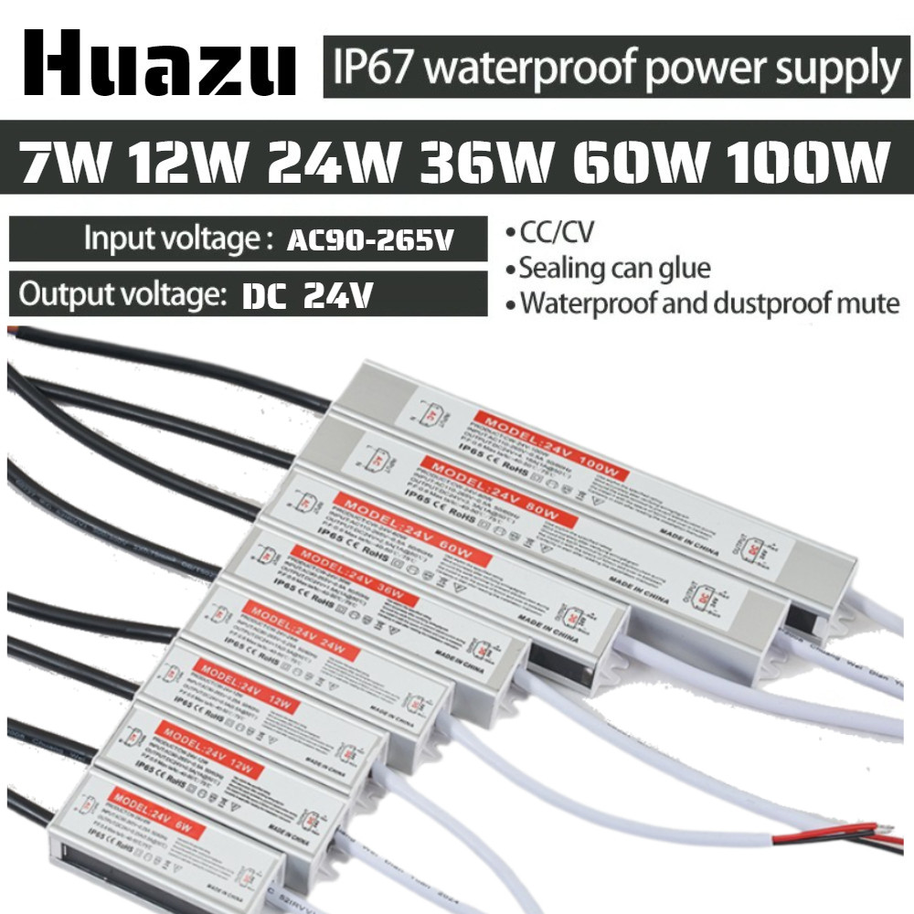 LED Driver Power Supply เอาต์พุต DC 24V อินพุต AC 90-265V อลูมิเนียม LED Driver Transformer ไฟ LED 7